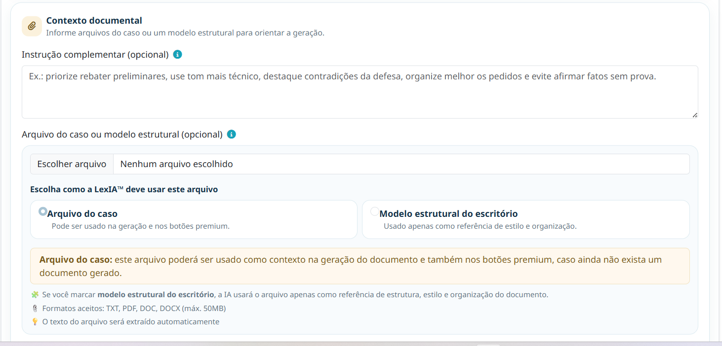 Contexto documental e escolha de arquivo no LexDocs